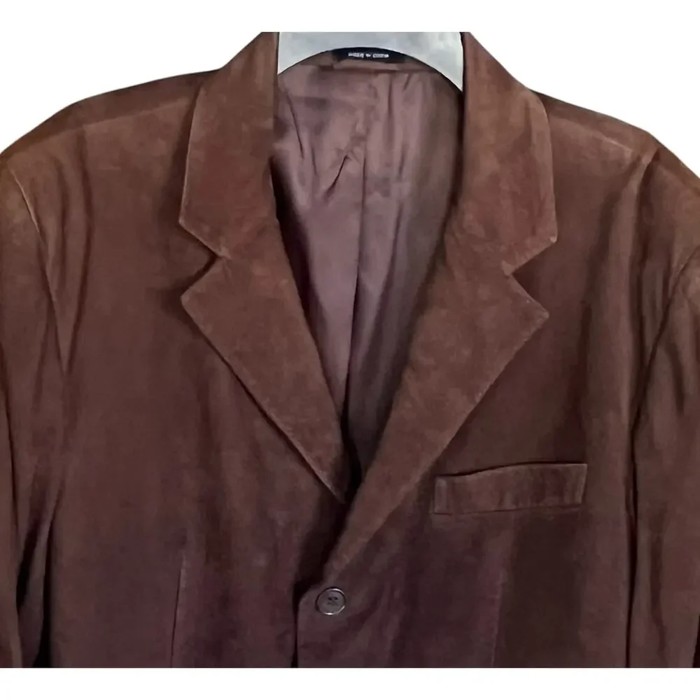 Michael Kors Men's 42R Suede Leather Three-Button Jacket Chocolate Brown